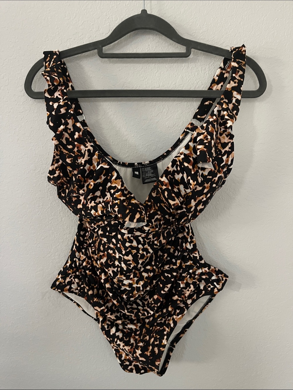 DKNY Leopard-Print One-Piece Swimsuit - Black & Brown